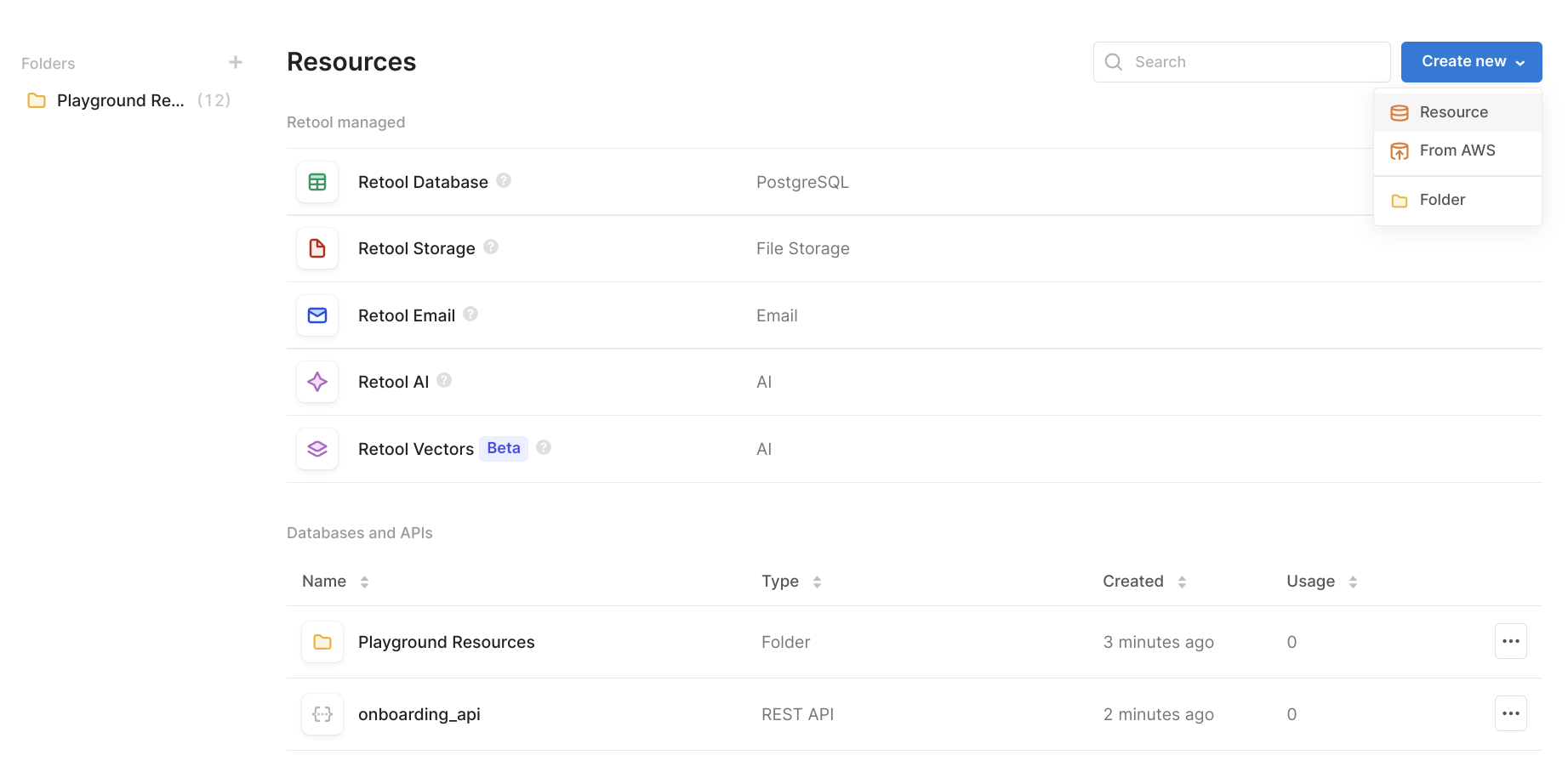 Creating a new resource - Zoomed